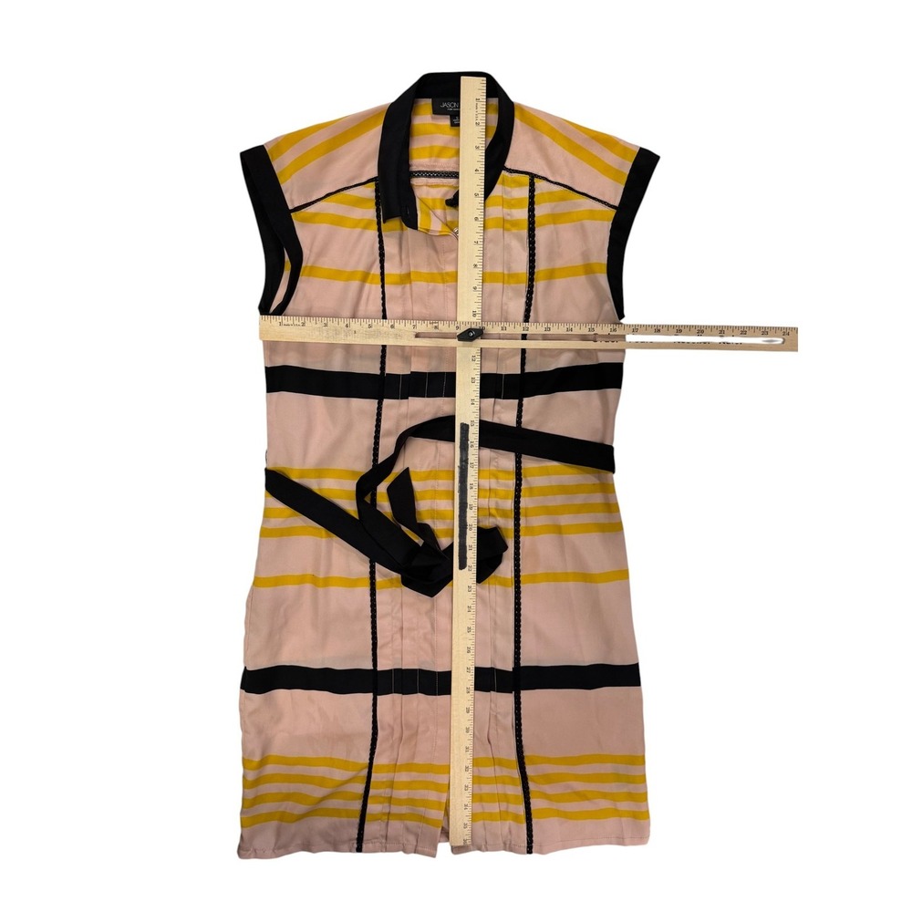 Jason Wu for Target Pink Yellow Black Stripe Sleeveless Shirtdress Belted Size S - Picture 3 of 5